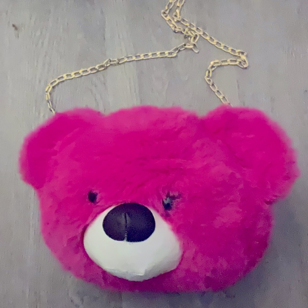 Pink bear purse